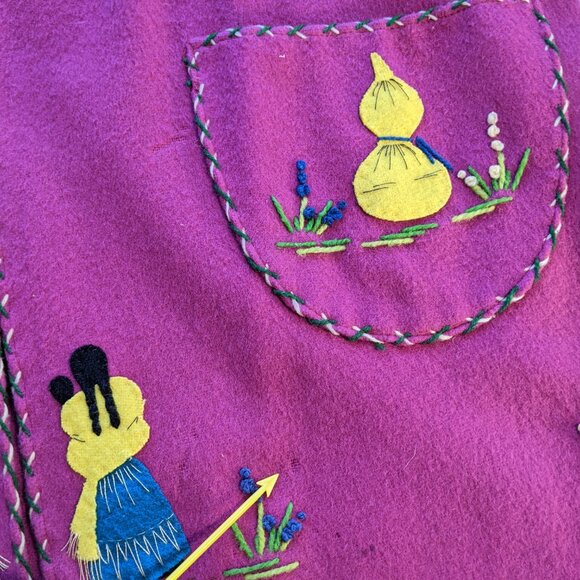 La Mexicana 50’s Vintage Wool Mexico Tourist Jacket Felt Applique Dancers READ - Picture 13 of 16